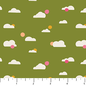 Figo - Joyful June - Clouds Green Fabric