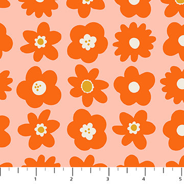 Figo - Joyful June - Blooms Orange Fabric