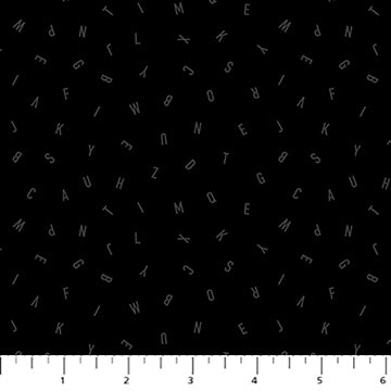 Figo - Dusk- Letters Black Gray Fabric