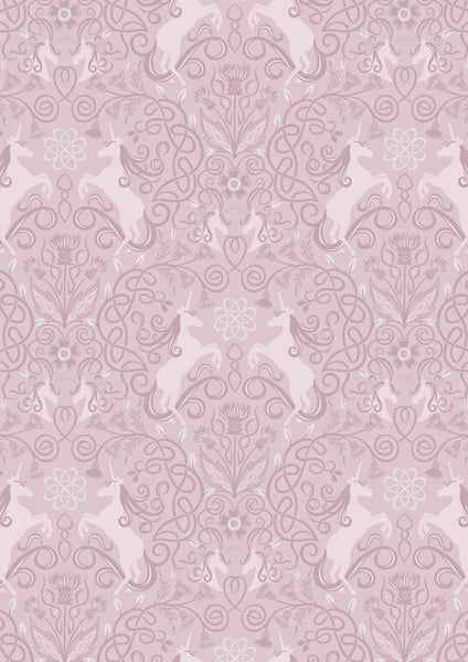 Lewis & Irene - Celtic Fairies - Unicorn on Soft Heather Metallic Fabric