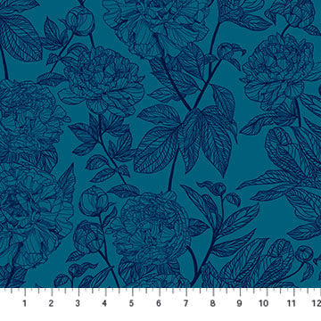 Anna Maria Textiles - Indelible - Peony Ocean Fabric