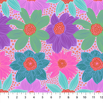 Anna Maria Textiles - Jumpstart - Stars and Stripes Lavender Fabric
