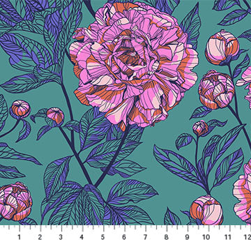 Anna Maria Textiles - Indelible - Peony 108" Jade Fabric
