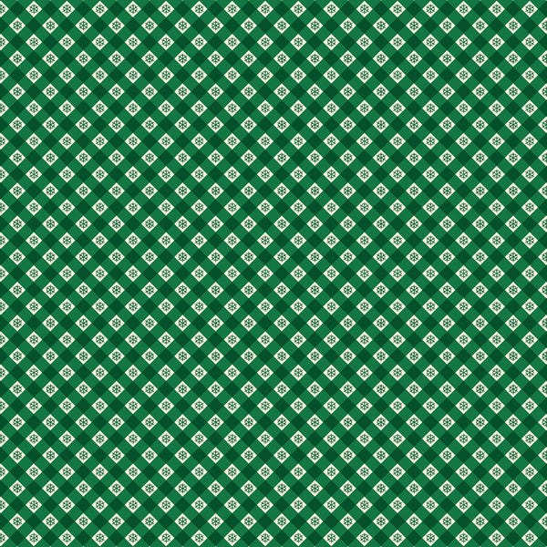 Lewis & Irene - Oh Christmas Tree - Snowflake Gingham Green Fabric