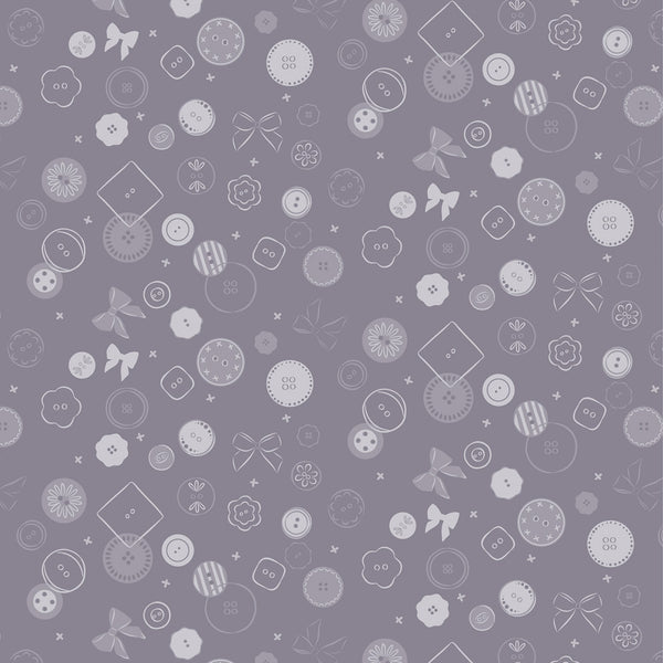 Lewis & Irene - Memory Made - Button Jumble Slate Grey Fabric