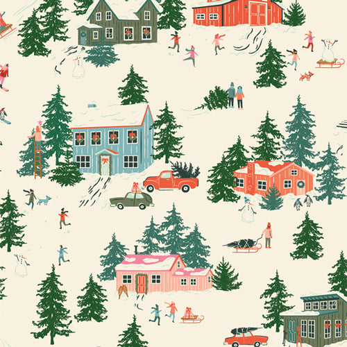 Art Gallery Fabrics - Christmas in the Cabin - Merry Town Fabric