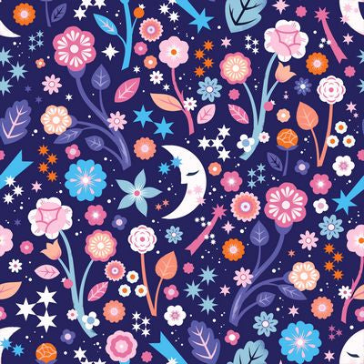 Dashwood Studios - Cosmic Cowboy - Midnight Flora Fabric