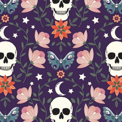 Dashwood Studios - Spellbound - Skull and Floral Fabric