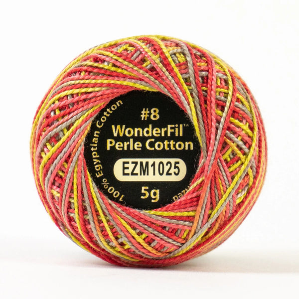 Wonderfil Threads - Perle Cotton Variegated Thread 8wt 5 gram Ball- Dragon Fruit