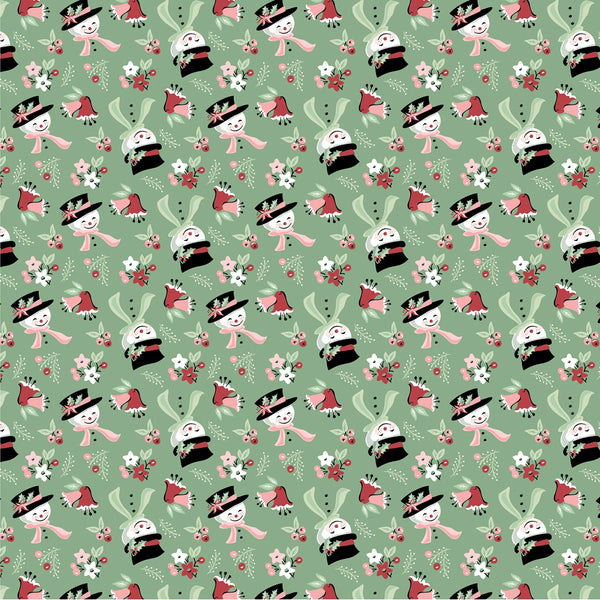 Poppie Cotton - Frost & Flurry - Snow Tossed Mint Fabric