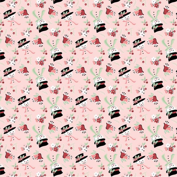 Poppie Cotton - Frost & Flurry - Snow Tossed Pink Fabric