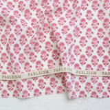 Fableism - Indian Block Print Cottage - Stamp Floral Pink Fabric