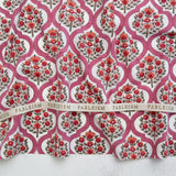 Fableism - Indian Block Print Cottage - Lattice Floral Pink Fabric