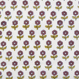 Fableism - Indian Block Print Cottage - Flowerling Eggplant Fabric