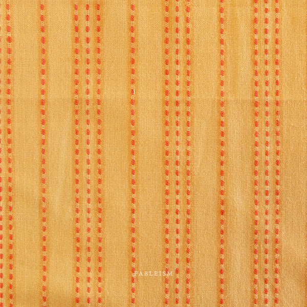 Fableism - Lucky Loom - Stitch Stripe Turmeric Fabric