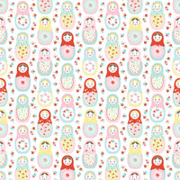 Poppie Cotton - Market Day - Nesting Dolls White Fabric