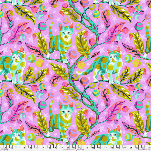 PRE-ORDER Free Spirit Fabrics - Tula Pink Tabby Road Deja Vu - Club Kitty Electroberry MINKY Fabric