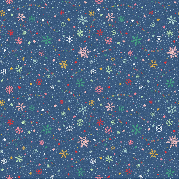 Poppie Cotton - Oh What Fun - Snowflake Fun Blue Fabric