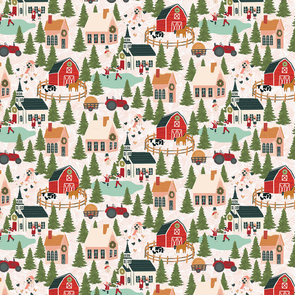 Poppie Cotton - Prairie Christmas - A Winter Scene Natural Fabric