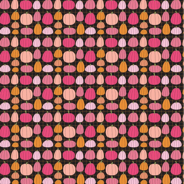 Poppie Cotton - Kitty Loves Candy - Pumpkin Patch Black Fabric