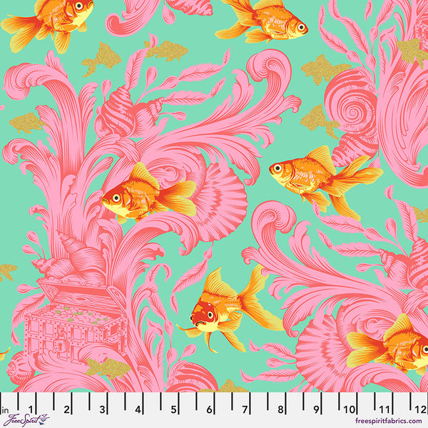 FreeSpirit Fabrics - Tula Pink Besties - Treading Water Blossom Metallic Fabric