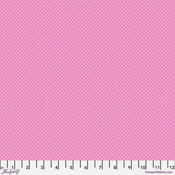 FreeSpirit Fabrics - Tula Pink Full Moon Forest II - On the Grid Bubblegum Fabric