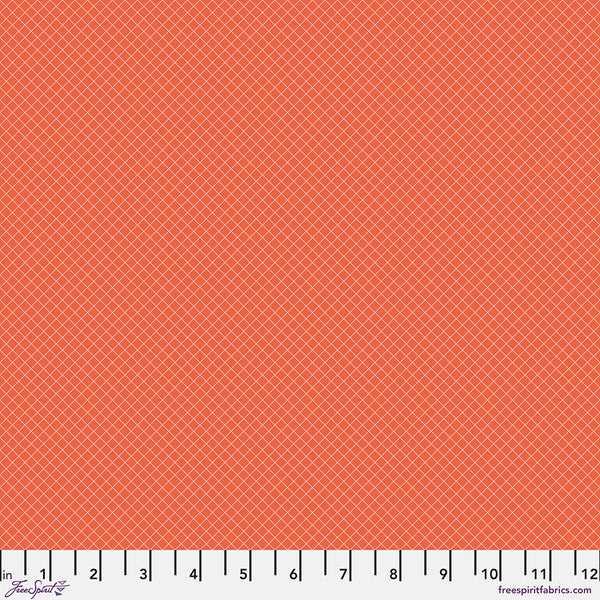 FreeSpirit Fabrics - Tula Pink Full Moon Forest II - On the Grid Salmon Fabric