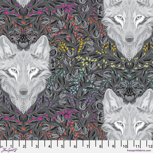 FreeSpirit Fabrics - Tula Pink Graywork - Wolf of Pink Street Carbon Fabric