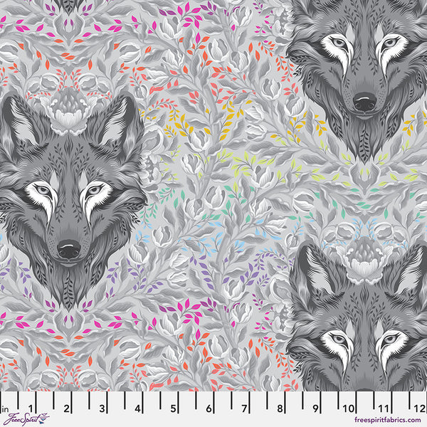 FreeSpirit Fabrics - Tula Pink Graywork - Wolf of Pink Street Fog Fabric