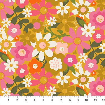 Figo - Joyful June - Floral Ochre RAYON Fabric