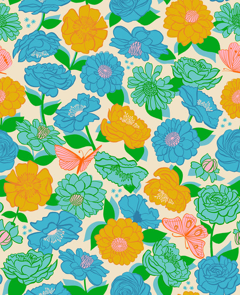 Ruby Star Society - Flowerland - Floral Turquoise Fabric