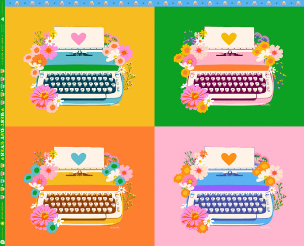 Pre-Order Ruby Star Society - Best Day Ever - Typewriter Panel Multi Fabric