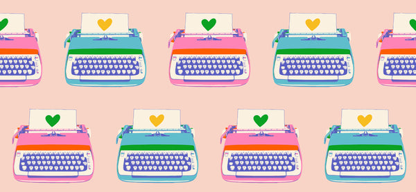 Pre-Order Ruby Star Society - Best Day Ever - Typewriters Vintage Pink Fabric
