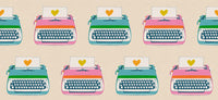 Ruby Star Society - Best Day Ever - Typewriters Natural Canvas Fabric