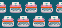 Pre-Order Ruby Star Society - Best Day Ever - Typewriters Teal Canvas Fabric