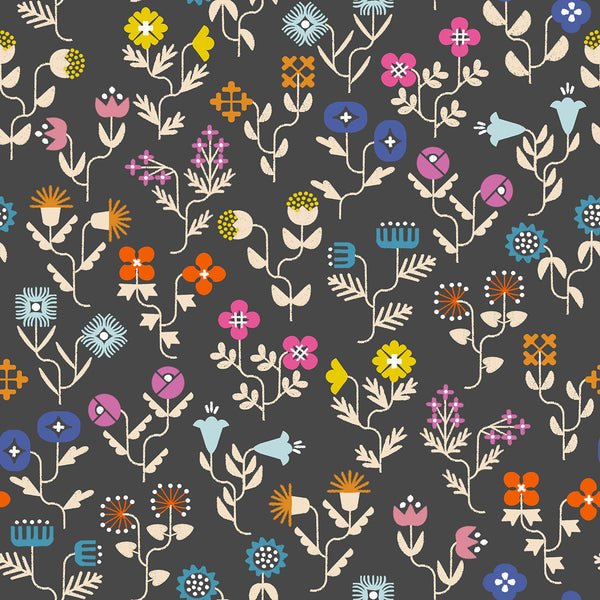 Ruby Star Society - Salutations - Forget Me Not Soft Black Fabric