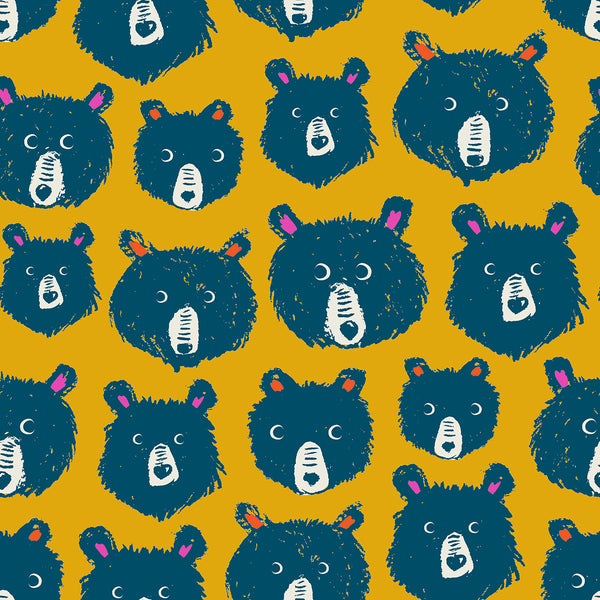 Ruby Star Society - Teddy & the Bears - Goldenrod Fabric