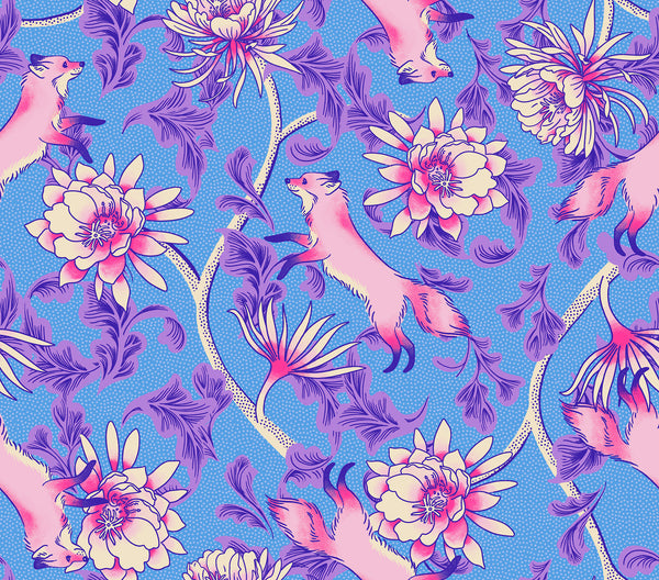 Ruby Star Society - Glow Garden - Fox Bloom Lindley Blue Fabric