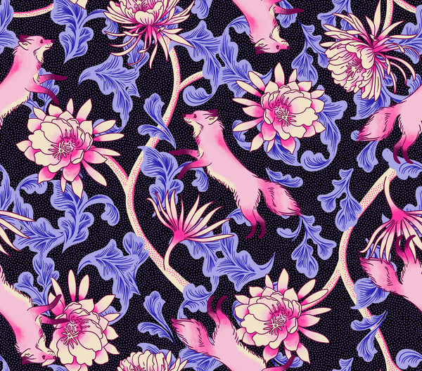 Ruby Star Society - Glow Garden - Fox Bloom Black Fabric