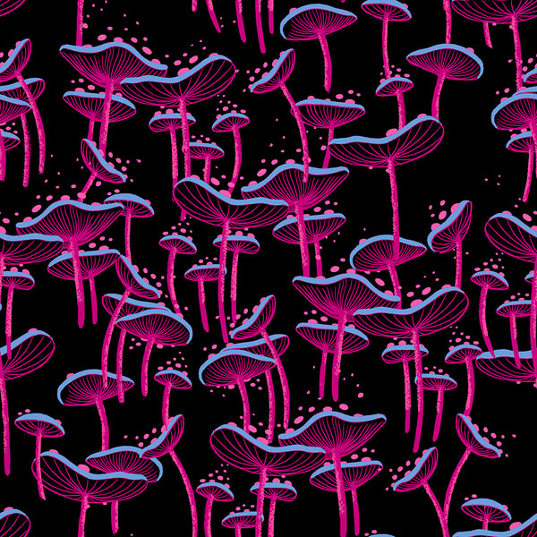 Ruby Star Society - Glow Garden - Fungi Black Fabric