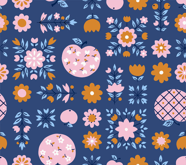 Ruby Star Society - Lil - Calico Apples Bluebell Fabric