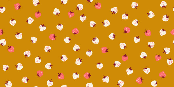 Ruby Star Society - Strawberry - Strawberry Toss Butterscotch Fabric