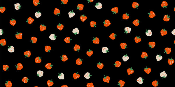 Ruby Star Society - Strawberry - Strawberry Toss Black Fabric