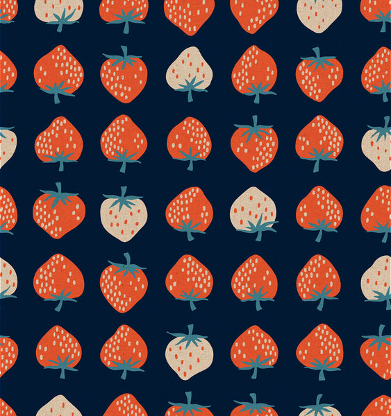 Ruby Star Society - Strawberry - Navy Canvas Fabric