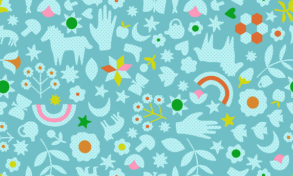 Ruby Star Society - Catnap - Little Luck Turquoise Fabric