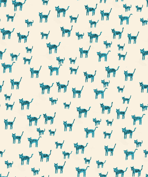 Ruby Star Society - Catnap - Tiger Stripes Turquoise Fabric