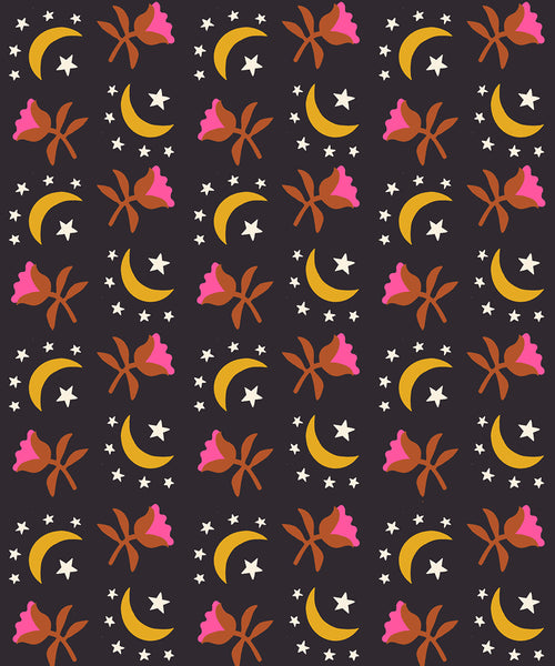Ruby Star Society - Catnap - Moonflower Black Fabric