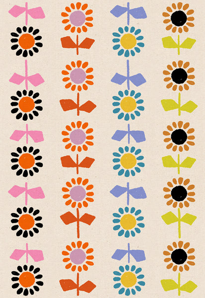 Ruby Star Society - Catnap - Daisy Stripe Natural Canvas Fabric