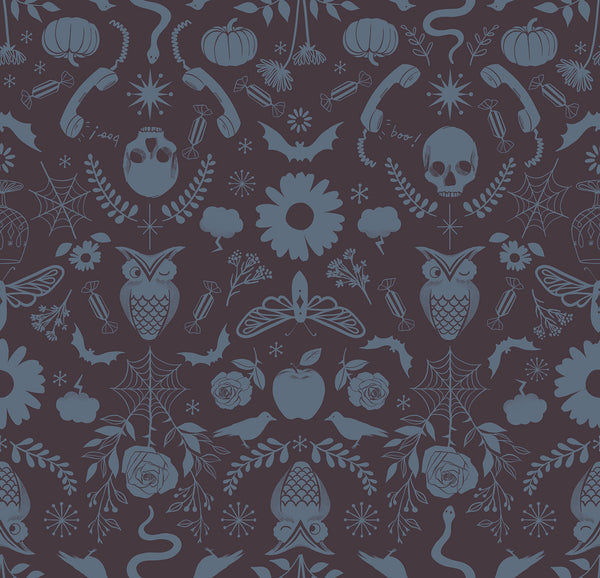 Ruby Star Society - Good Spirits - Creepy Damask Caviar Fabric