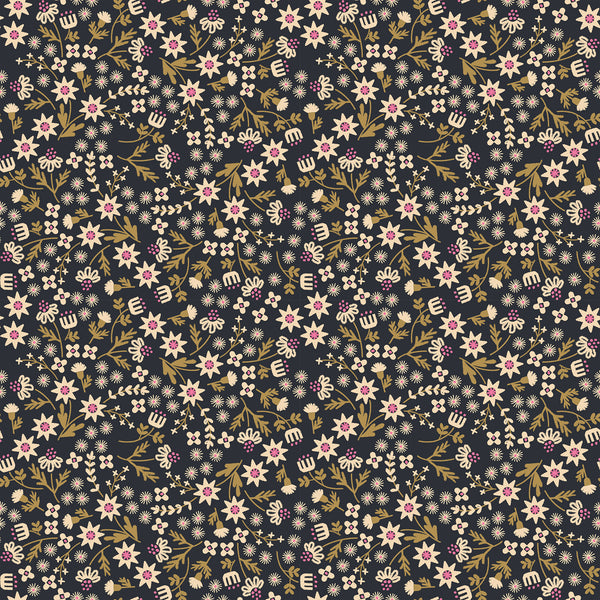 Ruby Star Society - Favorite Flowers - Inflorescence Soft Black Fabric